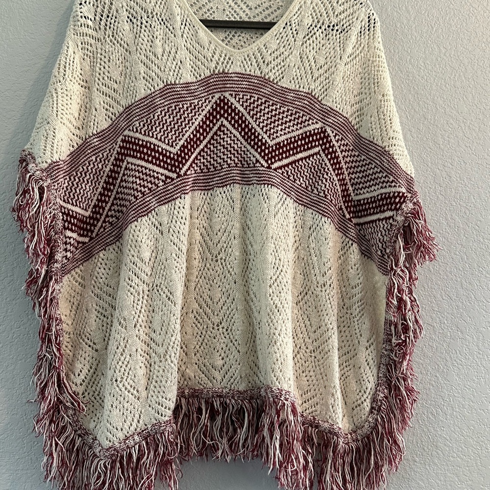 Altar'd State Ivory Crochet Poncho